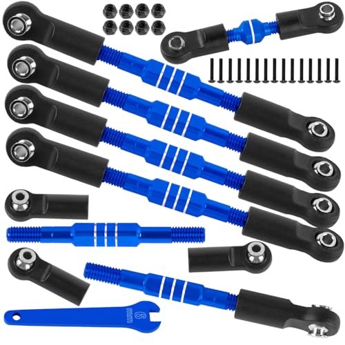 BRCatWPark Aluminum Adjustable RC 1/10 Shocks Turnbuckles Camber Links Upgrade for Slash Rustler Stampede Bandit 4WD VXL Models Navy Blue