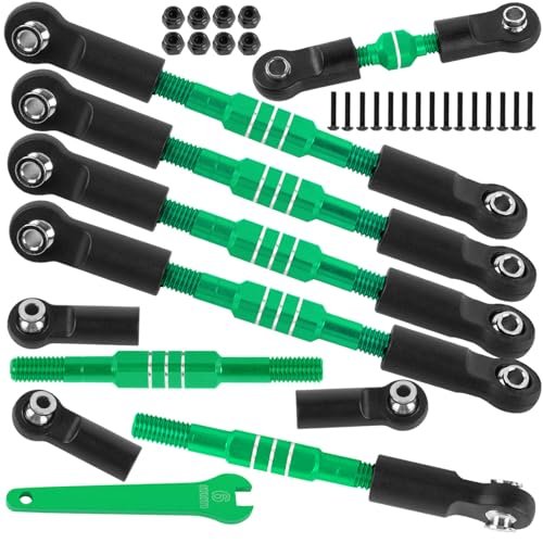 BRCatWPark Adjustable RC Shocks Aluminum Turnbuckles Camber Links Upgrade for 1/10 Slash 4X4 VXL Rustler 4X4 VXL Stampede 4X4 VXL Bandit 4WD VXL Green
