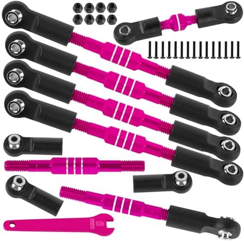 BRCatWPark RC Slash Body Upgrade Aluminum Adjustable Turnbuckles Camber Links for 1/10 Slash 4X4 VXL Rustler Stampede Bandit 4WD VXL Pink