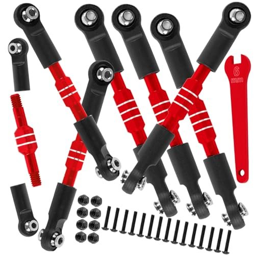 BRCatWPark Aluminum Turnbuckles Camber Links Upgrade for 1/10 Slash 2WD VXL Rustler Bandit Stampede RC Alloy Adjustable Turnbuckles Hop Up Red Enhance Your RC Slash Tires Performance