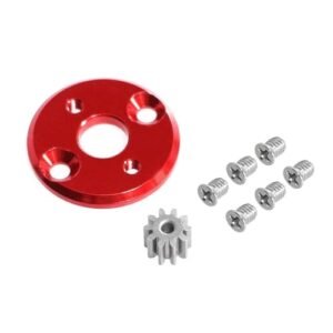 Rockible Metal 370 Motor Mount Part with Motor Pinion Gear and Screws Upgrade Compatible with D9 Bulldog RC Car MN78 MN82 LC79 1 12 Scale Accessories Red