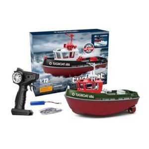 JoyfulHao RC Electric Tugboat for Pool and Lake, 1/72 2.4Ghz Remote Control Waterproof Racing Boat Model with Automatic Reset and Low Battery Reminder, Great Gift for Teens and Adults (Green)