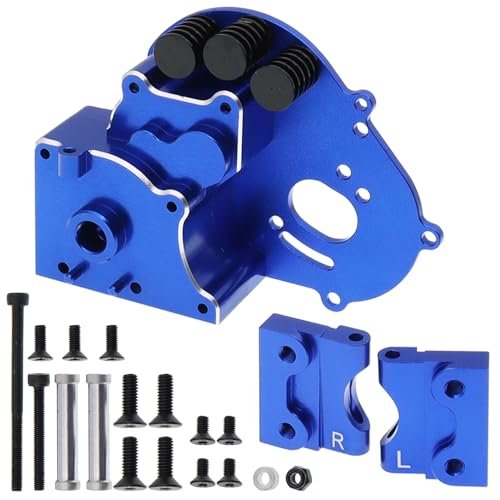 Treehobby RC Car Stealth Body Mounts Aluminum Transmission Case Gearbox with Motor Plate for 1/10 Traxxas Slash 2WD Rustler Stampede Bandit 2WD Upgrades Parts Blue