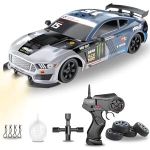Liberty Imports RC Drift Car 1/16 Scale 2.4GHz 4WD Remote Control Vehicle with LED Lights and RC Drift Tires Silver