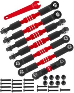 RCHuiWow RC Alloy Turnbuckles Camber Links Upgrades Part for 1/10 Slash 4WD VXL Rustler 4WD VXL Stampede 4WD VXL Bandit 4WD VXL Hoss 4WD VXL Adjustable Tie Rods Turnbuckles Hops Up Red with RC Oil for Allergies