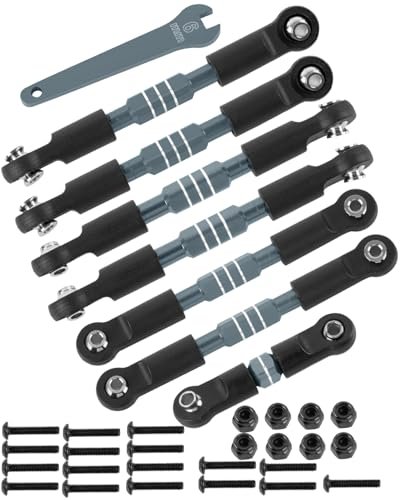 RCHuiWow RC Alloy Wheels Turnbuckles Camber Links Upgrade Kit for 1/10 Scale Models Including Slash Rustler Stampede Bandit and Hoss 4WD VXL Adjustable Tie Rods