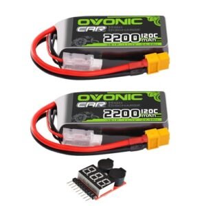 OVONIC 3S Short LiPo Battery 11.1V 2200mAh 120C with XT60 Plug for Walker RC Helicopter RC Car Truck Airplane Boat Racing Hobby 2 Packs
