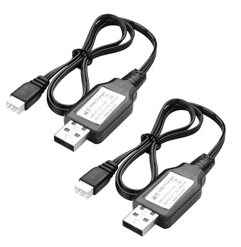 YAODHAOD RC Bladeworks Micarta Scales 7.4V LiPo Battery USB Charger Cable with XH 3P Plug Connector for RC Cars Drones and Quadcopters 2PCS
