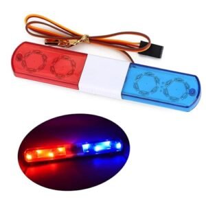 Chanjorlin Rally Truck RC Car Police LED Light with 9 Flashing Modes for 1/10 1/8 Scale Models Blue Red 115mm