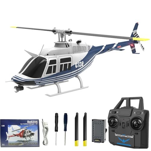 Hylukon C138 RC Helicopter Aileron 1 33 Scale Bell206 2 4G 4CH RTF Single Propeller Six Axis Gyroscope Modular Battery One Touch Function Gift for Adults