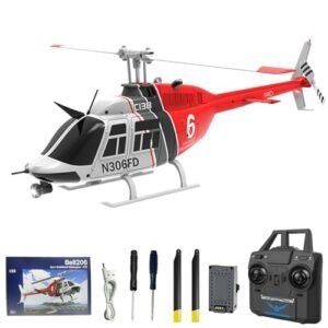 Hylukon C138 Remote Control Helicopter BO105 4CH Scale RC Helicopter 2.4G 4CH RTF with Six Axis Gyroscope Modular Battery One Touch Function Gift for Adults