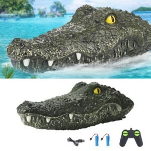 GoolRC RC Boat vs Alligator 2.4GHz Remote Control High Simulation Crocodile Head Boat for Pools and Lakes with 2 Batteries