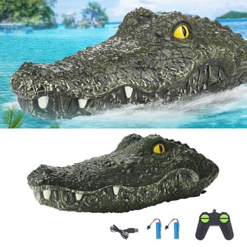 GoolRC RC Boat vs Alligator 2.4GHz Remote Control High Simulation Crocodile Head Boat for Pools and Lakes with 2 Batteries