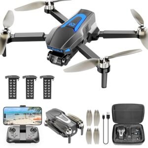 PLEGBLE Cheap RC Quadcopter with Camera 4K Brushless Motor Drone for Adults Kids Beginners FPV Foldable RC Quadcopter 3 Batteries 45 Mins Flight Time