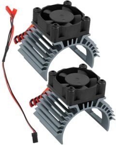 RCHuiWow RC Alloy Heat Sink with Cooling Fan for 3650 550 540 Size Brushless Motor Enhances RC Truck Engine Sound 36MM 14000RPM 2pcs Titanium