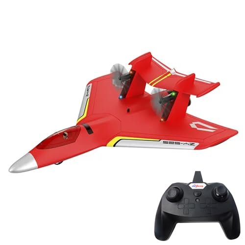 PANDOUTO Amphibious RC Airplane Foam Glue 2 Channel Remote Control Plane with Gyro and 2 Batteries for Kids and Beginners Red