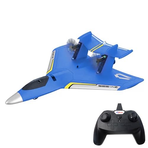 PANDOUTO Amphibious RC Plane 2 Channel Remote Control Foam Board for RC Plane with Gyro and 2 Batteries 2.4Ghz RTF Glider for Kids and Beginners Blue