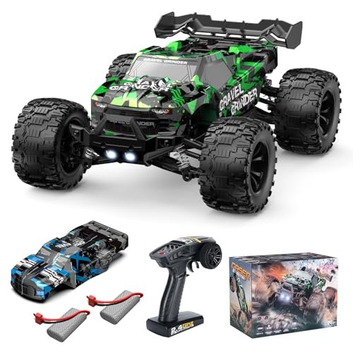 ITEFDTUTNE 1/14 Scale 4WD Electric RC Truck Brushless Motor 60KM H High Speed Off Road Remote Control Car with 2 Lipo Batteries for Adults and Kids