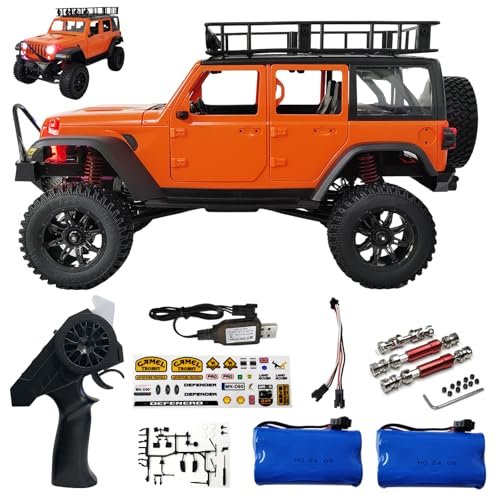 Skymaker MN128 1 12 RC Crawler with KTM RC 390 Motor 4WD Remote Control Car 2.4Ghz Off Road Climbing 4x4 RC Rock Crawler LED Lights Metal Drive Shaft Two 1200mAh Battery Orange