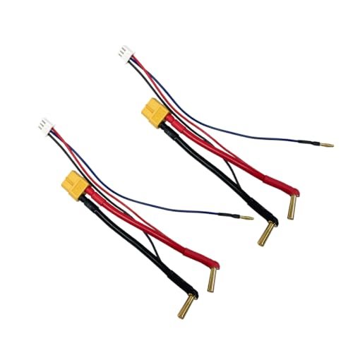 Nikko RC Batteries 2pcs 4mm Bullet Banana Plug to Female XT60 Connector Charger Cable with JST XH Balance Lead for 2S 7.4v 7.6v RC Car Hardcase LiPo Batteries RC4MM XT60F