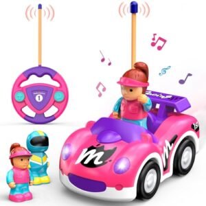 Elovien EP3 RC Car Pink Remote Control Toy for Toddlers Ages 1 3 Girls with Lights Music