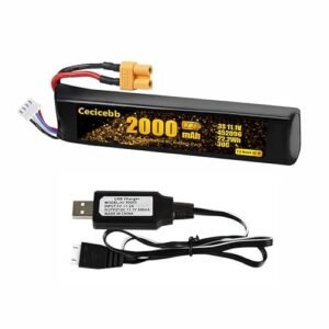 Cecicebb 11.1V 2000mAh 30C Rechargeable LiPo Airsoft Battery with XT30 Connector
