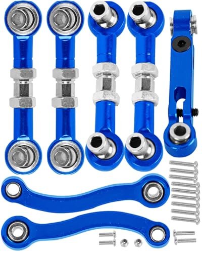 hopsupRC Aluminum Metal Turnbuckle Camber Toe Links Steering Linkage Set RC Lowrider Parts for 1/18 LaTrax Teton Desert Prerunner Navy Blue