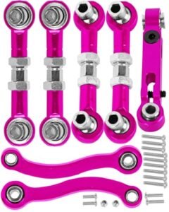 HopsupRC Aluminum Metal Turnbuckle Camber Toe Links Steering Linkage Set Upgrade Cen RC Parts for 1/18 LaTrax Teton Desert Prerunner Pink