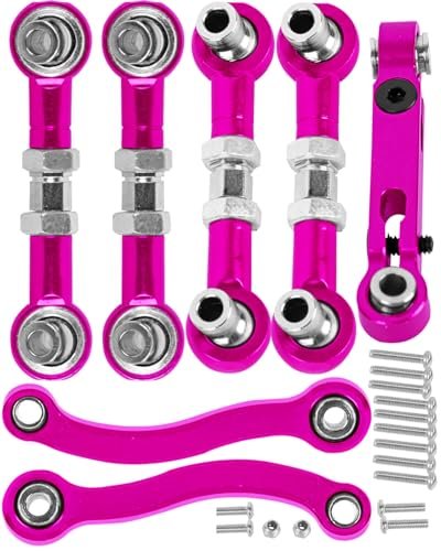 HopsupRC Aluminum Metal Turnbuckle Camber Toe Links Steering Linkage Set Upgrade Cen RC Parts for 1/18 LaTrax Teton Desert Prerunner Pink