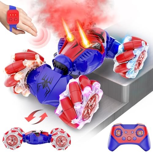 Spider Gesture Sensing RC Stunt Car with Spray Function 4WD 360 Rotating Remote Control Toy for Boys Age 5 12
