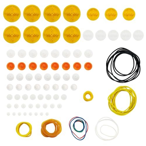 BriCool 116pcs Plastic Belt Pulley Gear Set for DIY RC Car vs RC Helicopter Toy Models Science Experiments