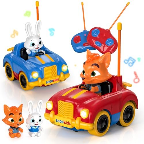 Snookids 2 Pack RC Nitro Cars and Trucks Remote Control Toy Vehicles with Detachable Figures for Kids Age 3 4 5 6 Years Old