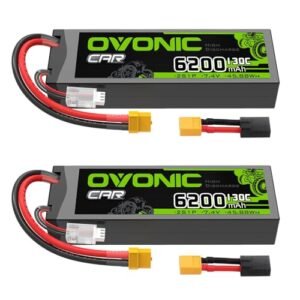 OVONIC 2S LiPo Battery 6200mAh 7.4V 130C RC Battery with XT60 to TRA Connector Perfect for RC Hobby Stores in Houston