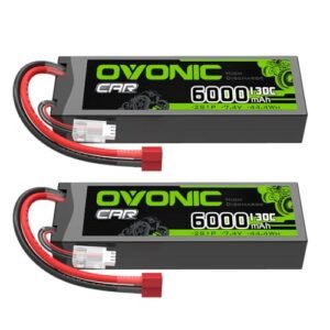 OVONIC 2S LiPo Battery 6000mAh 7.4V 130C RC Battery with Dean-Style T Connector for RWB RC Body