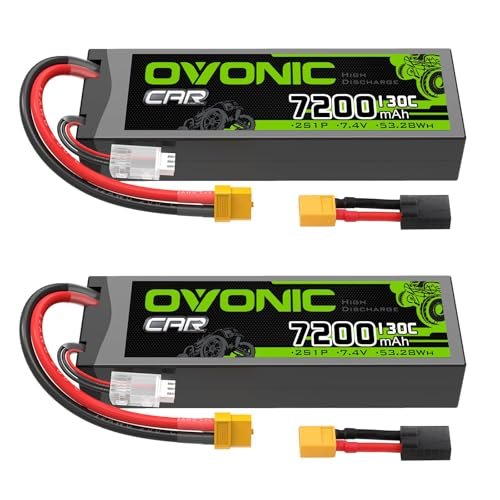 OVONIC 2S LiPo Battery 7200mAh 7 4V 130C for RC Tracks in Utah with XT60 to TRA Connector 2 Batteries Pack