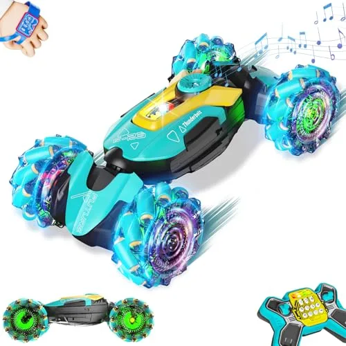 ViRockSign Vintage RC Car Gesture Sensing Remote Control Stunt Toy 4WD All Terrain with 360 Flips LED Music Show for Boys Girls Ages 5 13