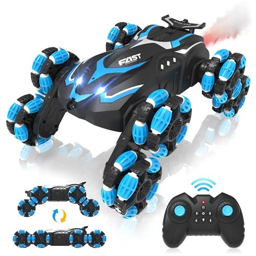 Eulogia 8WD Gesture Sensing RC Stunt Car with Snow Plow Function 2.4GHz Remote Control 8 Wheels All Terrain Crawler Truck for Kids