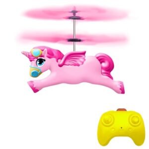 Magic Wings RC Scale Flying Unicorn Helicopter Toy for Girls with LED Lights Easy 2 Channel Remote Control