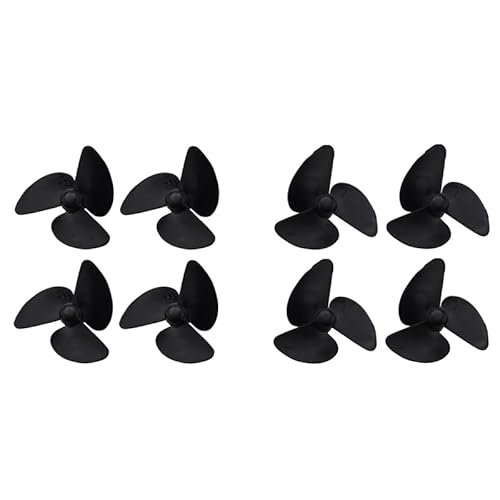 Malockos 8Pcs Plastic Propeller Set 4 Left 4 Right Compatible with Flytec 2011 5 Fishing Bait Boat Fish Finder RC Boat Spare Parts Accessories Black