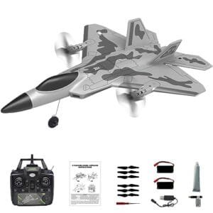 Leopmase F 22 RC Airplane with 4 Channel RC Plane Controls Xpilot Stabilization System Aerobatic Capabilities and Two Batteries