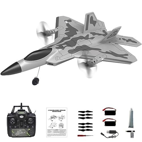 Leopmase F 22 RC Airplane with 4 Channel RC Plane Controls Xpilot Stabilization System Aerobatic Capabilities and Two Batteries