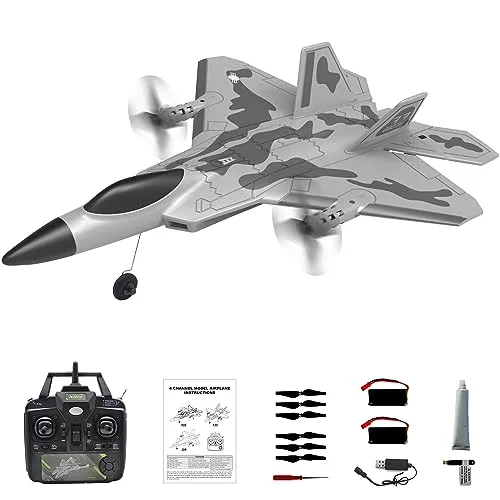 Leopmase F 22 RC Airplane with 4 Channel RC Plane Controls Xpilot Stabilization System Aerobatic Capabilities and Two Batteries