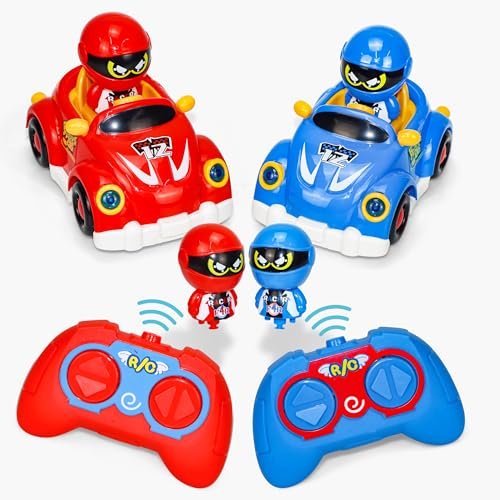 Cartoon Remote Control Cars RC Ejecting Bumper Car and Race Car Radio Control Toys for Kids Christmas Birthday Gifts for Toddler Boys Girls Age 3 4 5 6+ Year Old
