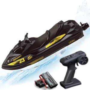 Ssccgym UDI023 Plus+ RC Racing Jet Boat Remote Controlled Watercraft Motorboat 25km/h with LED 7.4V 2000mAh 2-Battery for Boys Kids Beginners 8y+ on Lake Pool (Yellow)