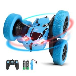 CPY Remote Control Car RC Willey Riverdale Road 2.4GHz Electric Stunt Car with Headlights for Kids Aged 6 12