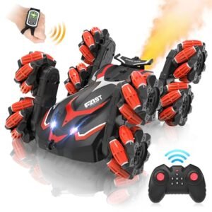 Eulogia Aggressor RC Car 8WD Gesture Sensing Stunt Remote Control Toy with Light Spray Music for Kids Ages 5 12