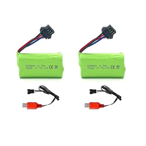 Pinsinholy 7.4V 500mAh SM 4P Plug 2S Li ion Battery with USB Charger for RC Car Remote Control Truck RC Boat RC Construction Truck and Gel Blaster 2 Pack