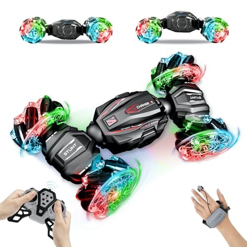 Drefirsa El Toro Loco RC Car Gesture Sensing Stunt Toy for Boys Ages 5 13 4WD Hand Controlled Remote Control Car with Rotate Drift Twist Colorful Light Music