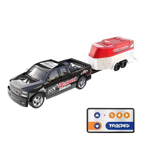 Park10 Toys Remote Control Small Car 1 18th Scale RC Body Off Road RC Car USB Rechargeable 2 4GHZ Three Speed Indoor Alloy Vehicle with Trailer