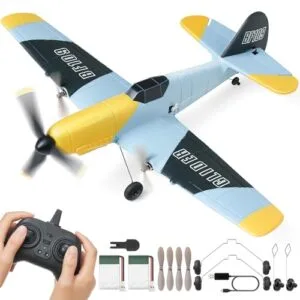 VEVOR Fun Fighter RC Plane 2.4GHZ 3 Channel Ready to Fly BF 109 Fighter Aircraft with 6 Axis Gyro Stabilizer and 2 Batteries for Adults Kids Beginners